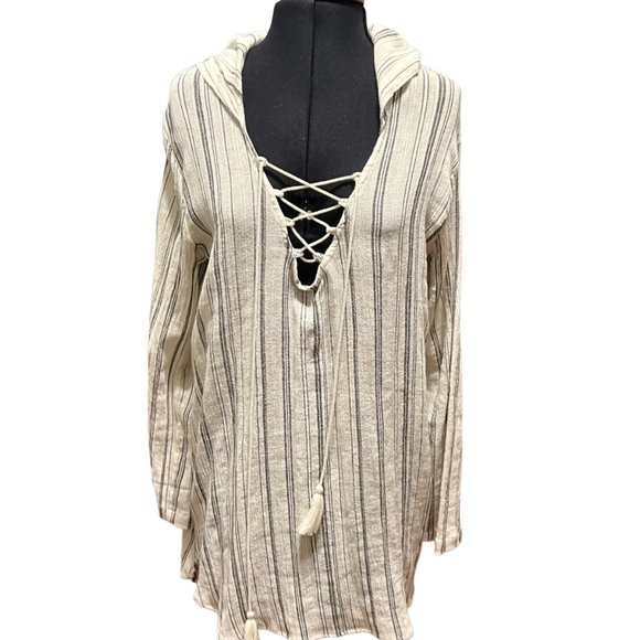 Billabong Grey Stripe Tunic/Coverup M - Picture 3 of 13